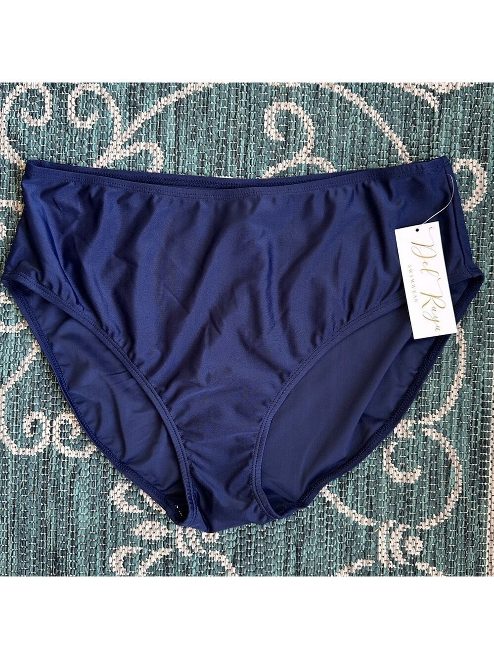 NWT Del Raya Navy Women’s High Waisted Bikini Bottom Size 14